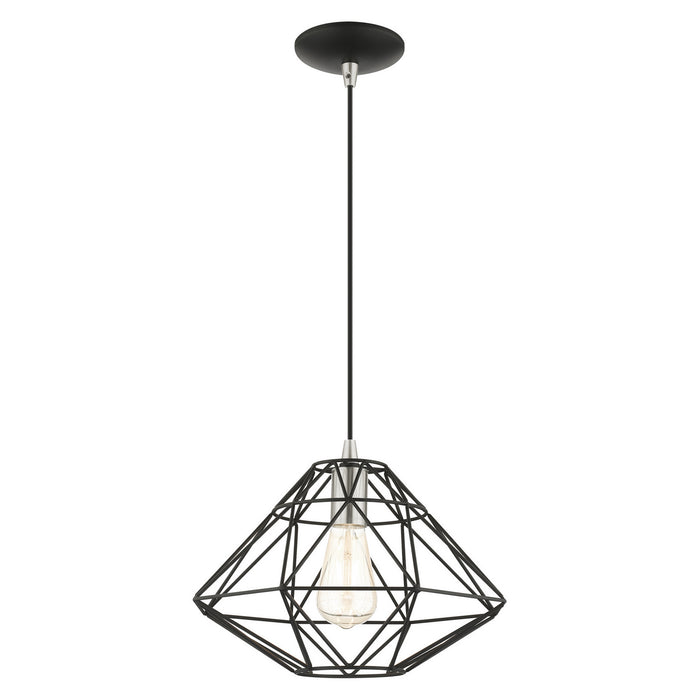Livex Lighting 41323-04 One Light Pendant, Black w/ Brushed Nickels