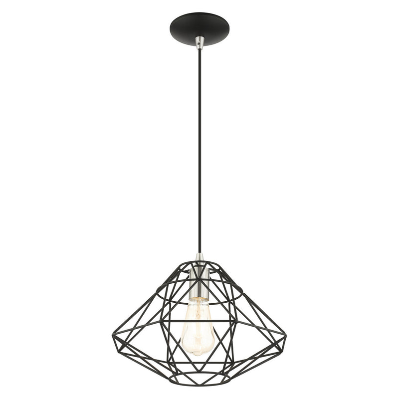 Livex Lighting 41323-04 One Light Pendant, Black w/ Brushed Nickels