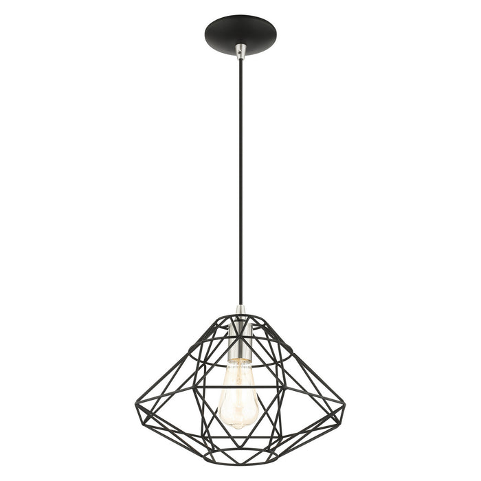 Livex Lighting 41323-04 One Light Pendant, Black w/ Brushed Nickels