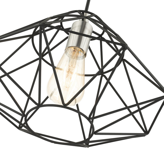 Livex Lighting 41323-04 One Light Pendant, Black w/ Brushed Nickels