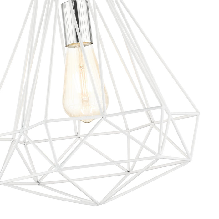 Livex Lighting 41324-69 One Light Pendant, Shiny White w/ Polished Chromes