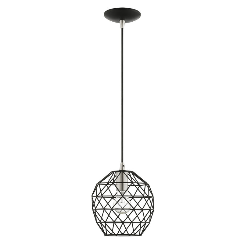 Livex Lighting 41326-04 One Light Pendant, Black w/ Brushed Nickels