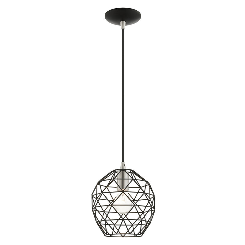 Livex Lighting 41326-04 One Light Pendant, Black w/ Brushed Nickels