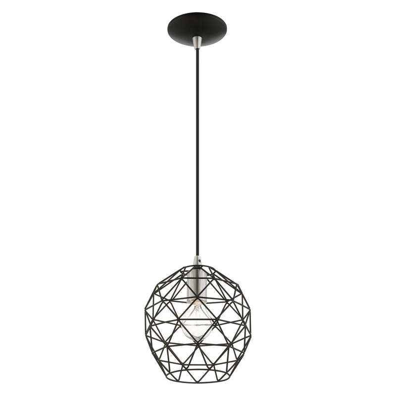 Livex Lighting 41326-04 One Light Pendant, Black w/ Brushed Nickels