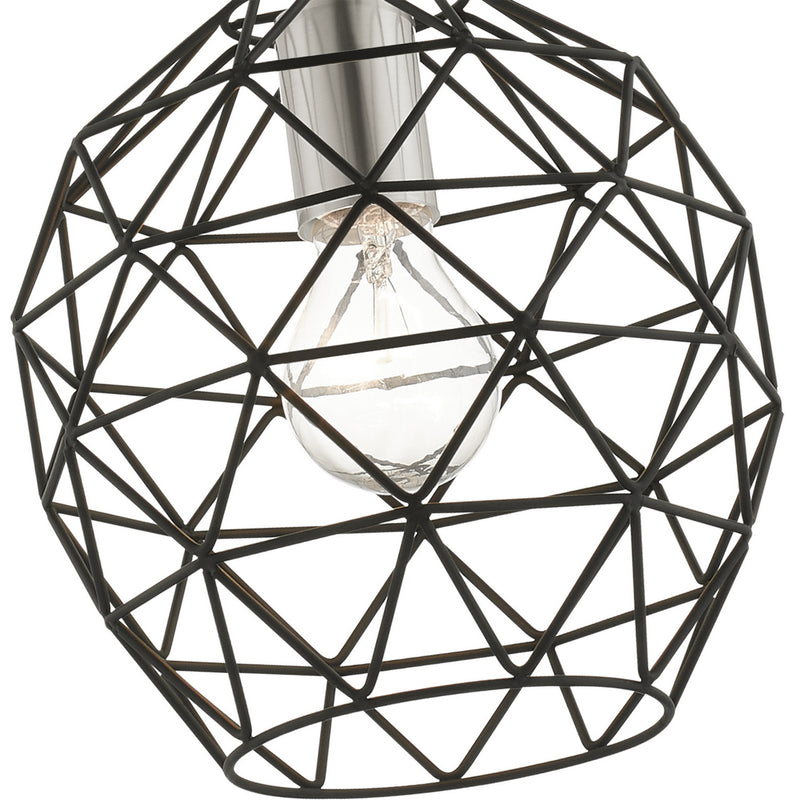 Livex Lighting 41326-04 One Light Pendant, Black w/ Brushed Nickels