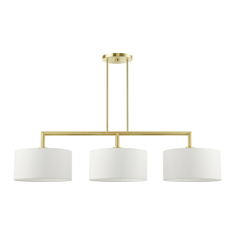 Livex Lighting 45493-12 Three Light Linear Chandelier, Satin Brass
