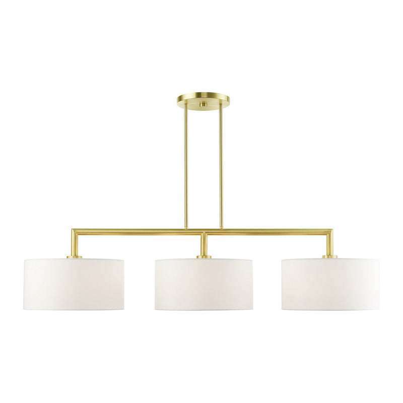 Livex Lighting 45493-12 Three Light Linear Chandelier, Satin Brass