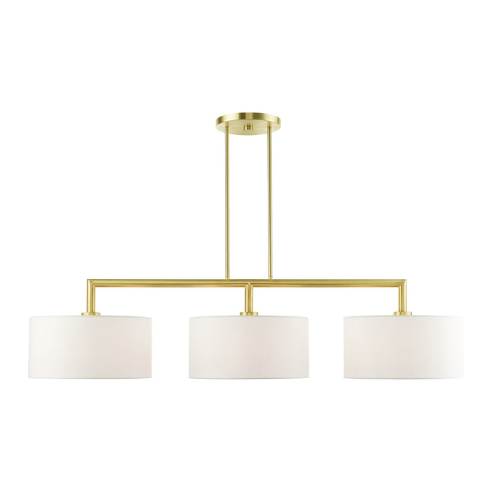 Livex Lighting 45493-12 Three Light Linear Chandelier, Satin Brass