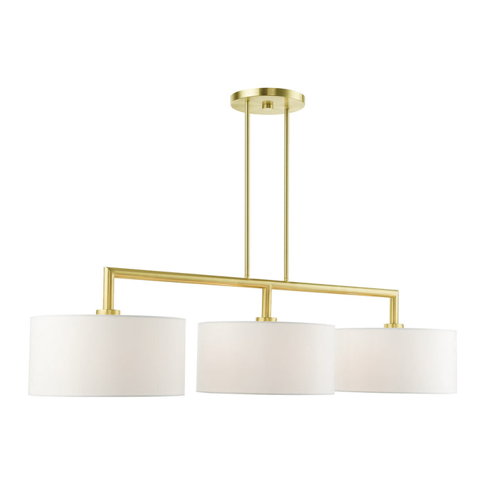 Livex Lighting 45493-12 Three Light Linear Chandelier, Satin Brass