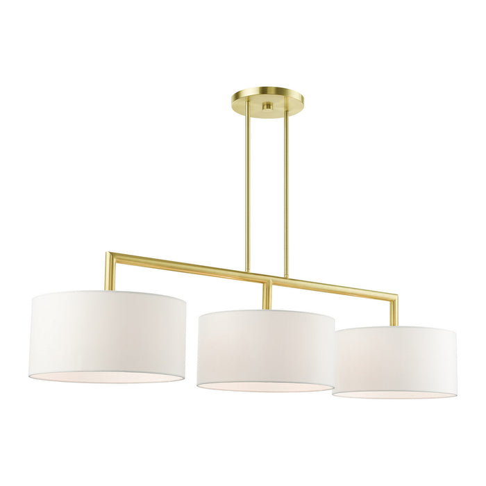 Livex Lighting 45493-12 Three Light Linear Chandelier, Satin Brass