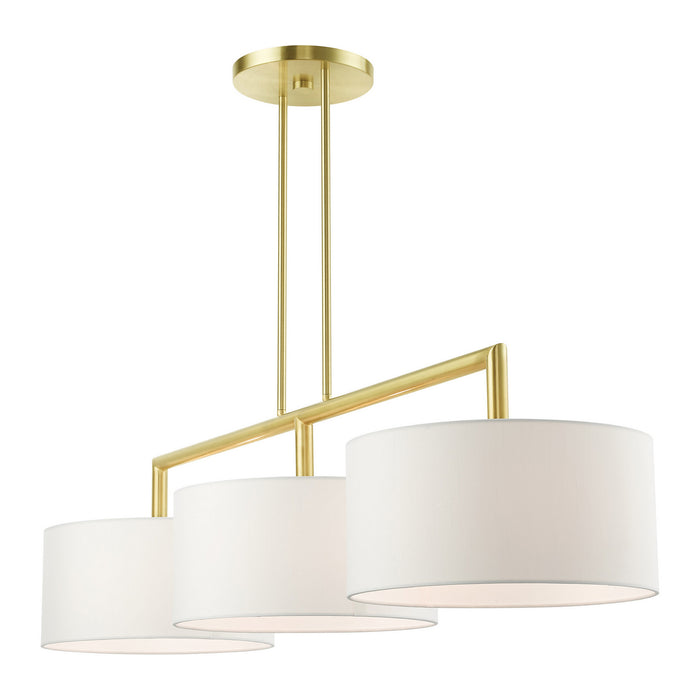 Livex Lighting 45493-12 Three Light Linear Chandelier, Satin Brass