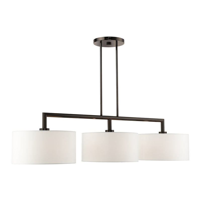 Livex Lighting 45493-46 Three Light Linear Chandelier, Black Chrome