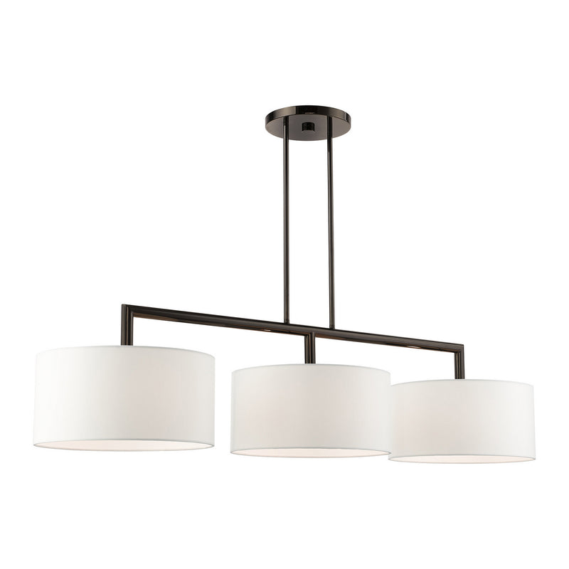Livex Lighting 45493-46 Three Light Linear Chandelier, Black Chrome