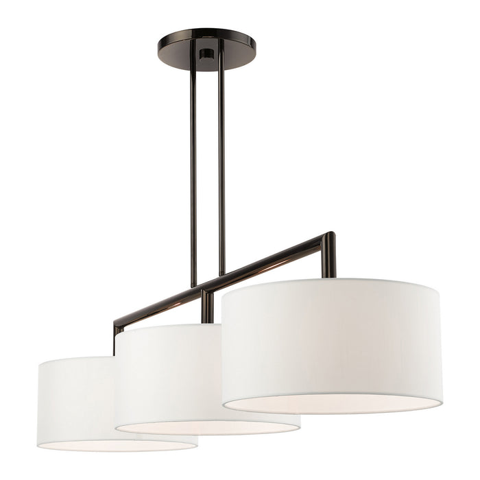 Livex Lighting 45493-46 Three Light Linear Chandelier, Black Chrome