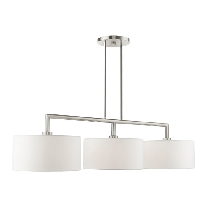 Livex Lighting 45493-91 Three Light Linear Chandelier, Brushed Nickel