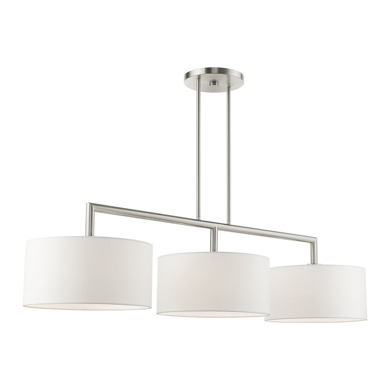 Livex Lighting 45493-91 Three Light Linear Chandelier, Brushed Nickel