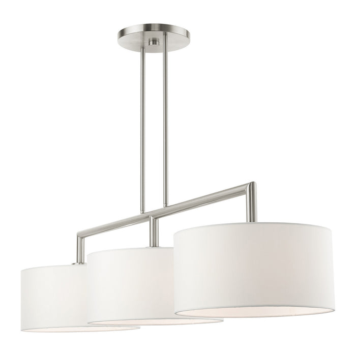 Livex Lighting 45493-91 Three Light Linear Chandelier, Brushed Nickel