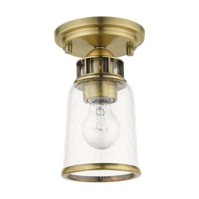 Livex Lighting 45501-01 One Light Flush Mount, Antique Brass