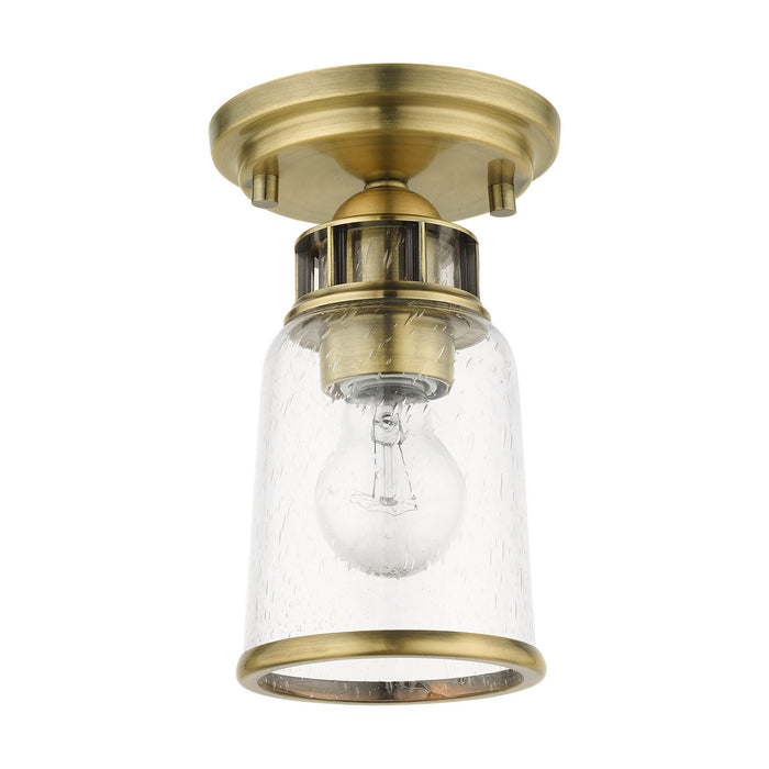 Livex Lighting 45501-01 One Light Flush Mount, Antique Brass