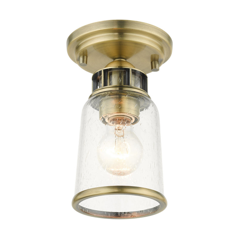 Livex Lighting 45501-01 One Light Flush Mount, Antique Brass