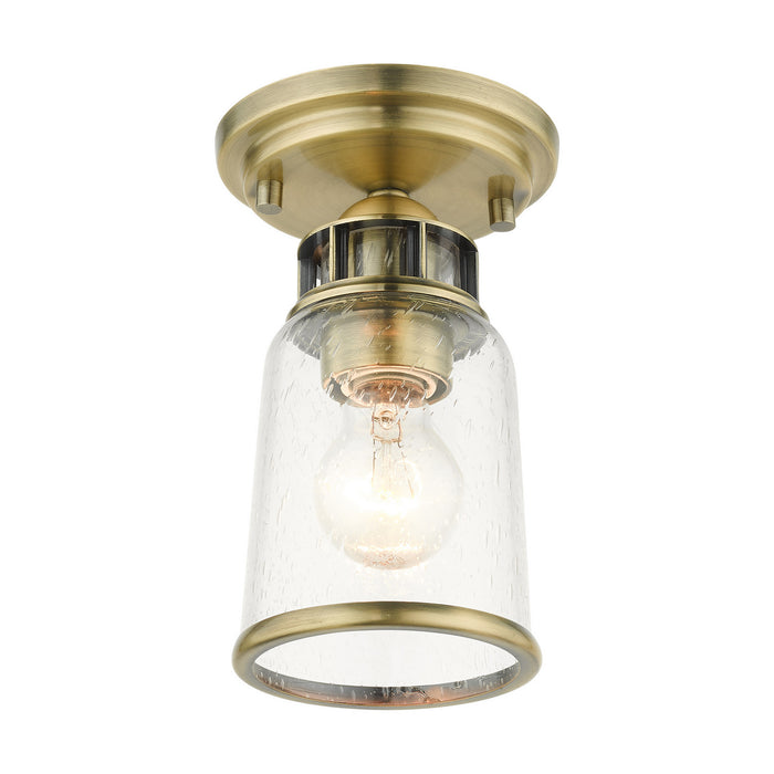 Livex Lighting 45501-01 One Light Flush Mount, Antique Brass