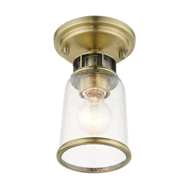 Livex Lighting 45501-01 One Light Flush Mount, Antique Brass