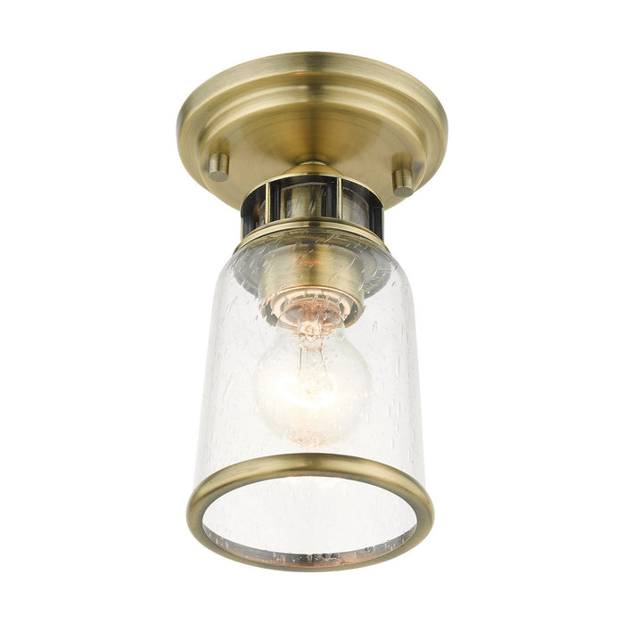 Livex Lighting 45501-01 One Light Flush Mount, Antique Brass
