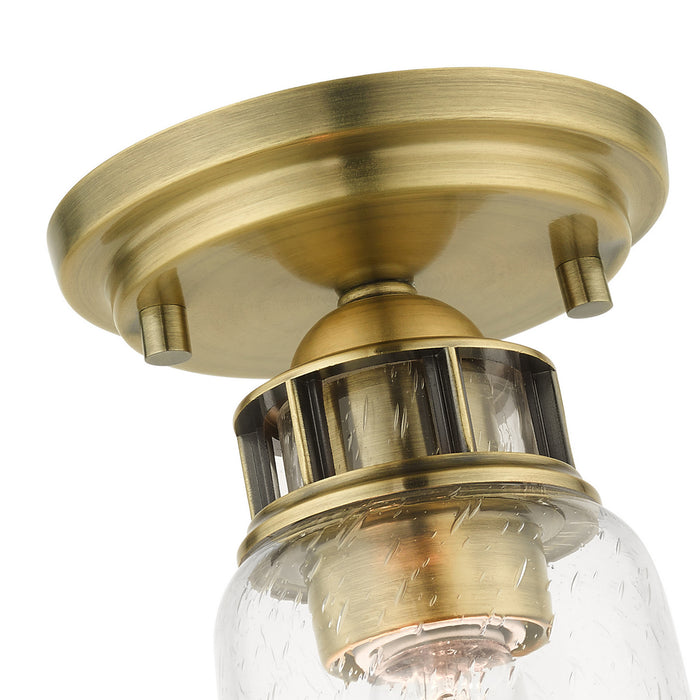 Livex Lighting 45501-01 One Light Flush Mount, Antique Brass