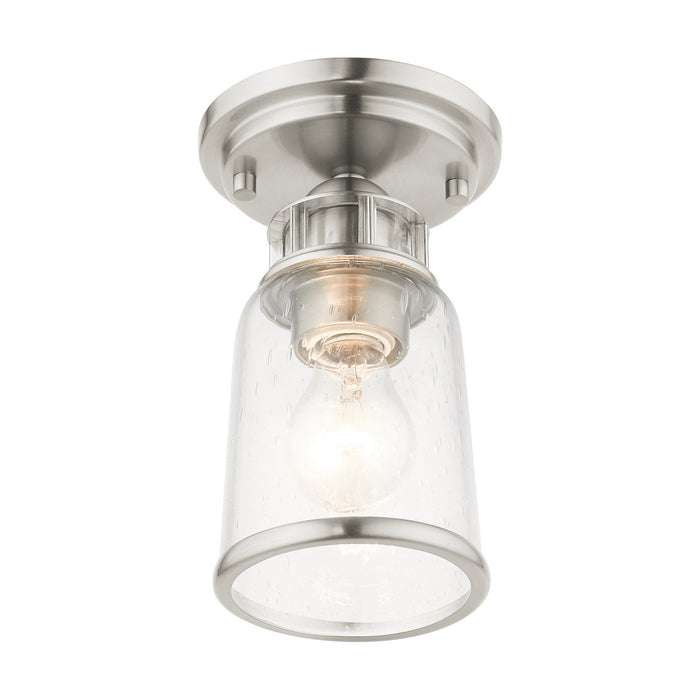 Livex Lighting 45501-91 One Light Flush Mount, Brushed Nickel
