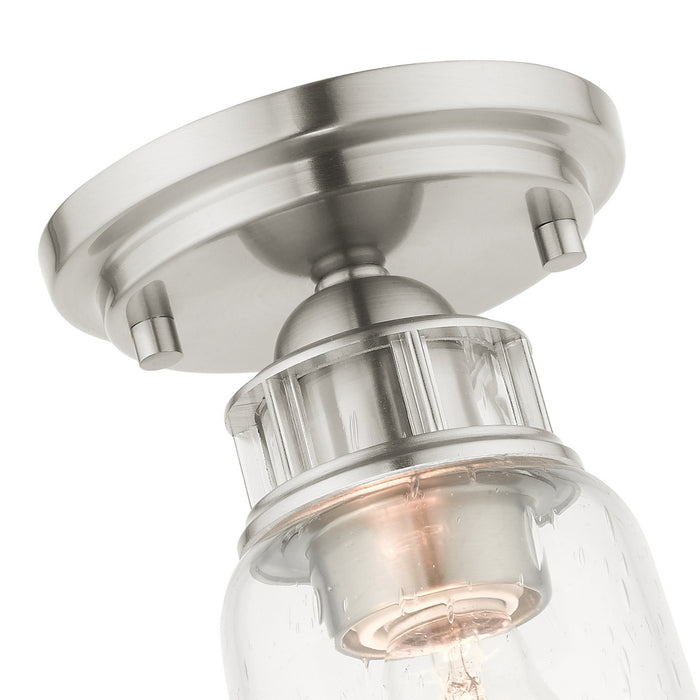 Livex Lighting 45501-91 One Light Flush Mount, Brushed Nickel