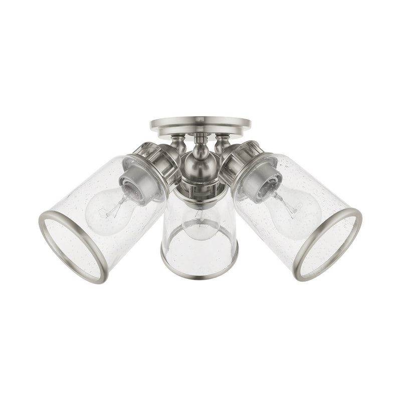 Livex Lighting 45503-91 Three Light Flush Mount, Brushed Nickel