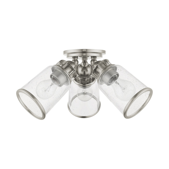 Livex Lighting 45503-91 Three Light Flush Mount, Brushed Nickel