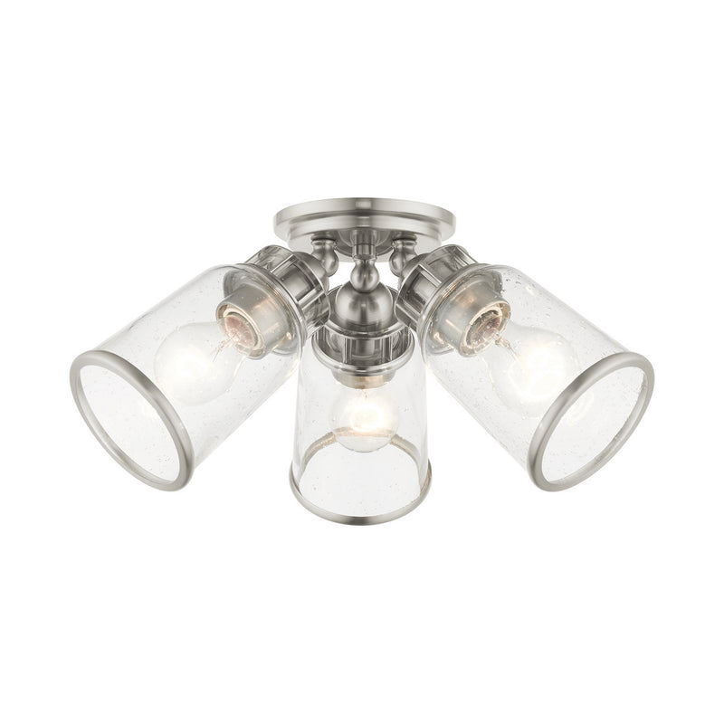 Livex Lighting 45503-91 Three Light Flush Mount, Brushed Nickel