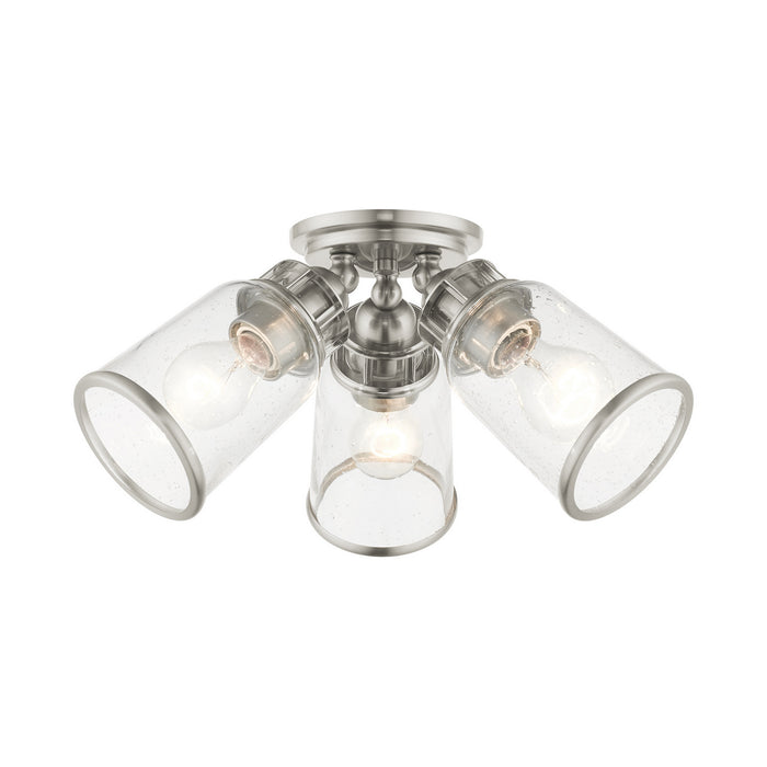 Livex Lighting 45503-91 Three Light Flush Mount, Brushed Nickel