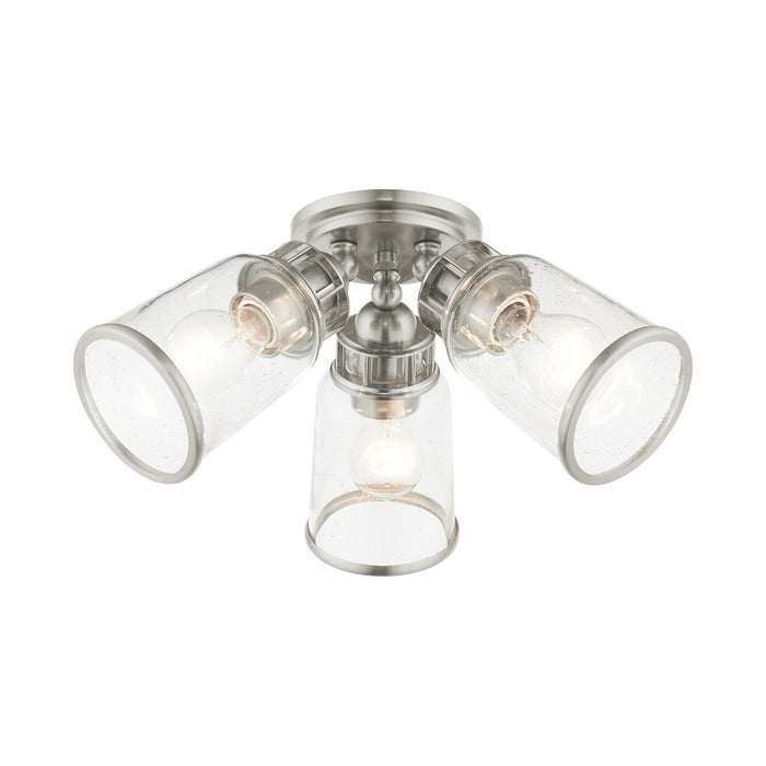 Livex Lighting 45503-91 Three Light Flush Mount, Brushed Nickel
