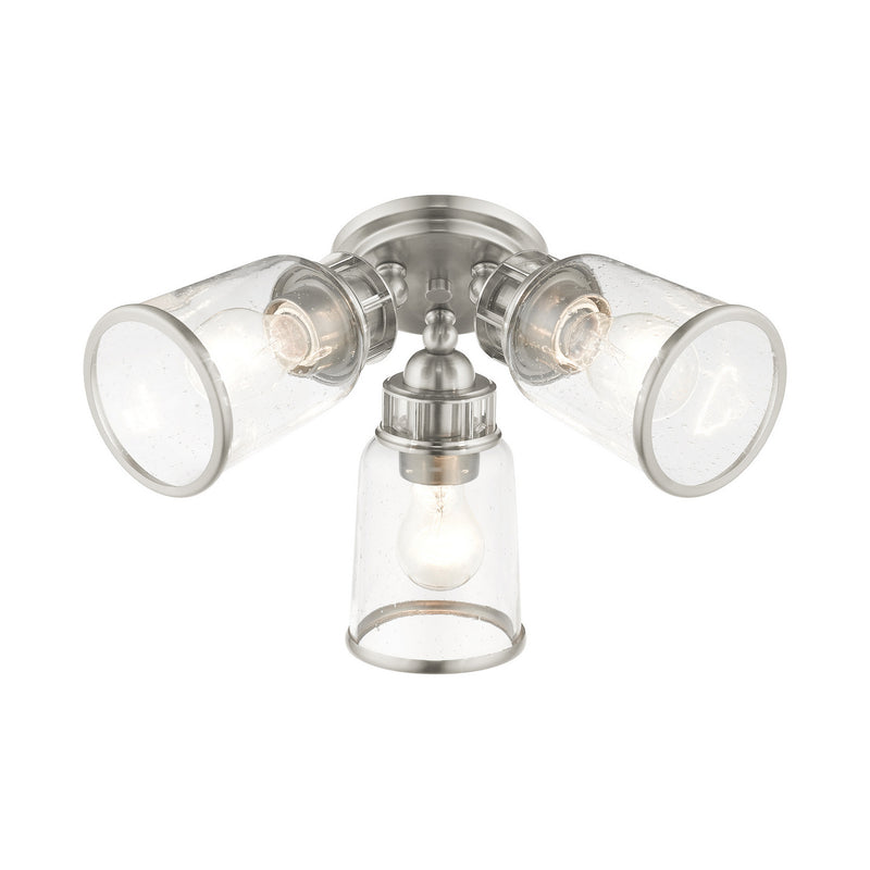 Livex Lighting 45503-91 Three Light Flush Mount, Brushed Nickel