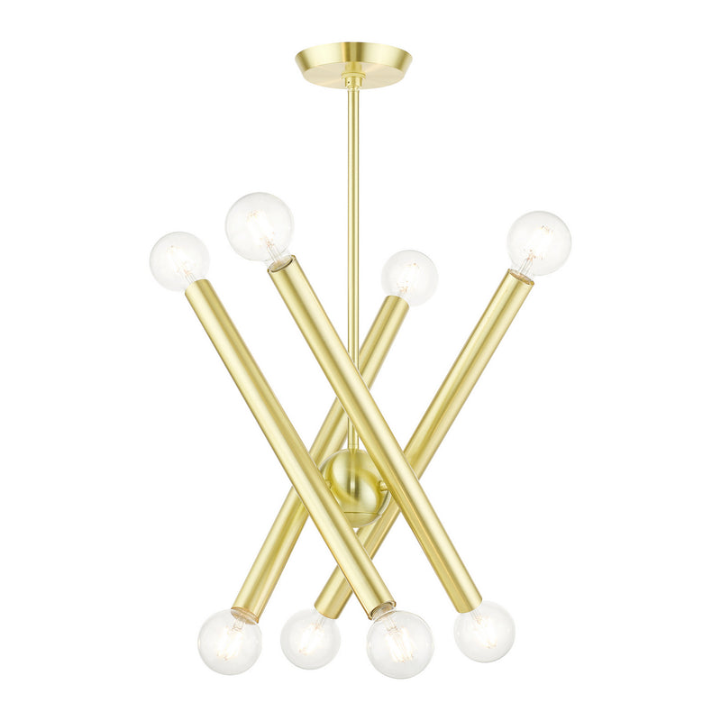Livex Lighting 45584-12 Eight Light Chandelier, Satin Brass