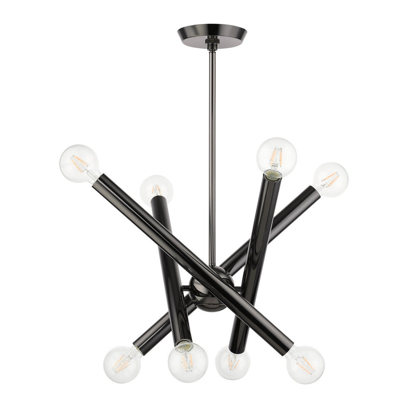 Livex Lighting 45584-46 Eight Light Chandelier, Black Chrome