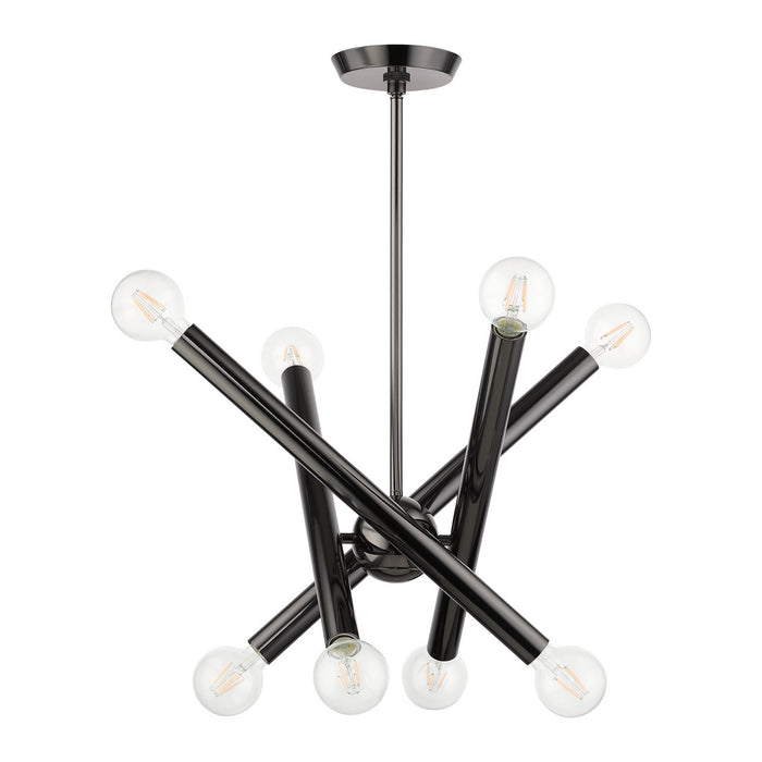 Livex Lighting 45584-46 Eight Light Chandelier, Black Chrome