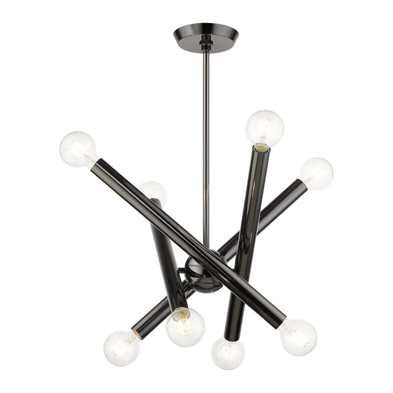Livex Lighting 45584-46 Eight Light Chandelier, Black Chrome