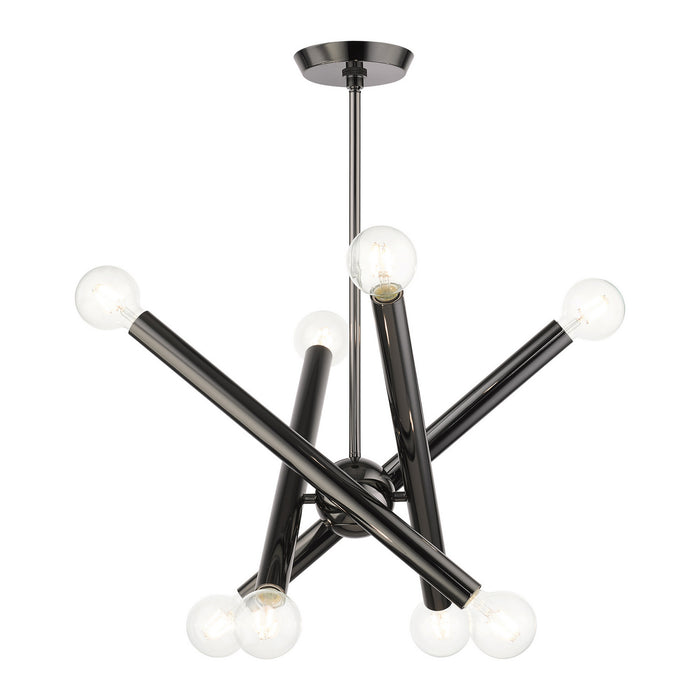 Livex Lighting 45584-46 Eight Light Chandelier, Black Chrome