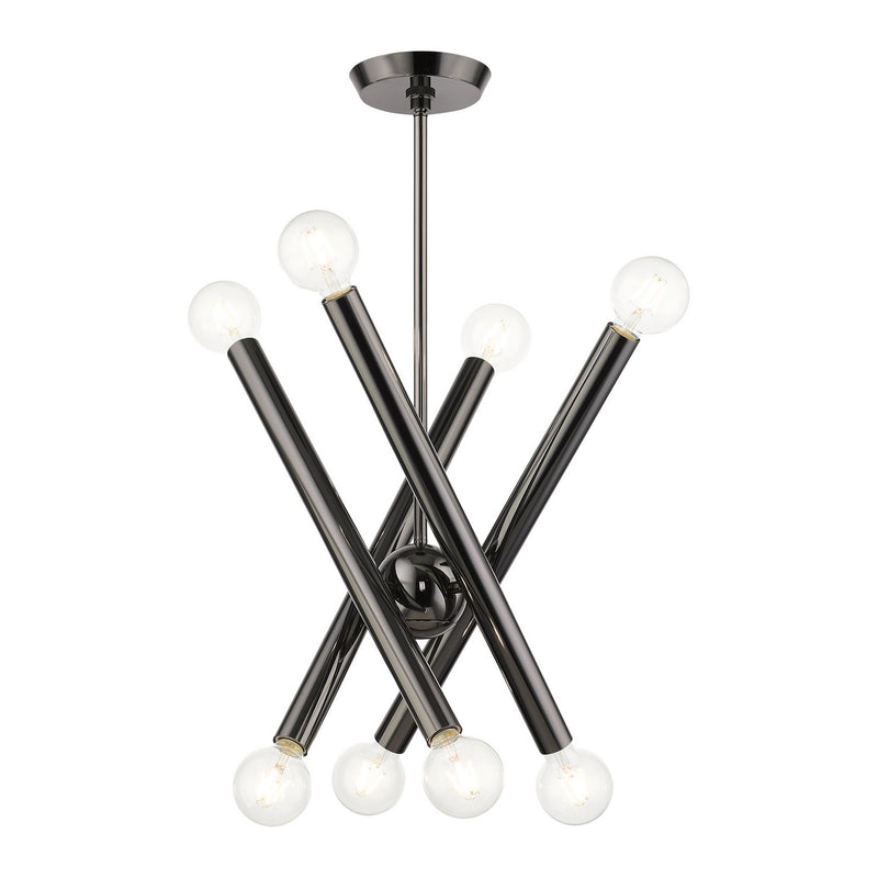 Livex Lighting 45584-46 Eight Light Chandelier, Black Chrome