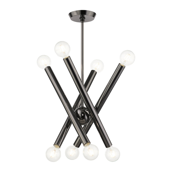 Livex Lighting 45584-46 Eight Light Chandelier, Black Chrome