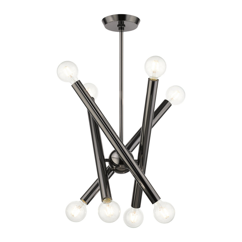 Livex Lighting 45584-46 Eight Light Chandelier, Black Chrome
