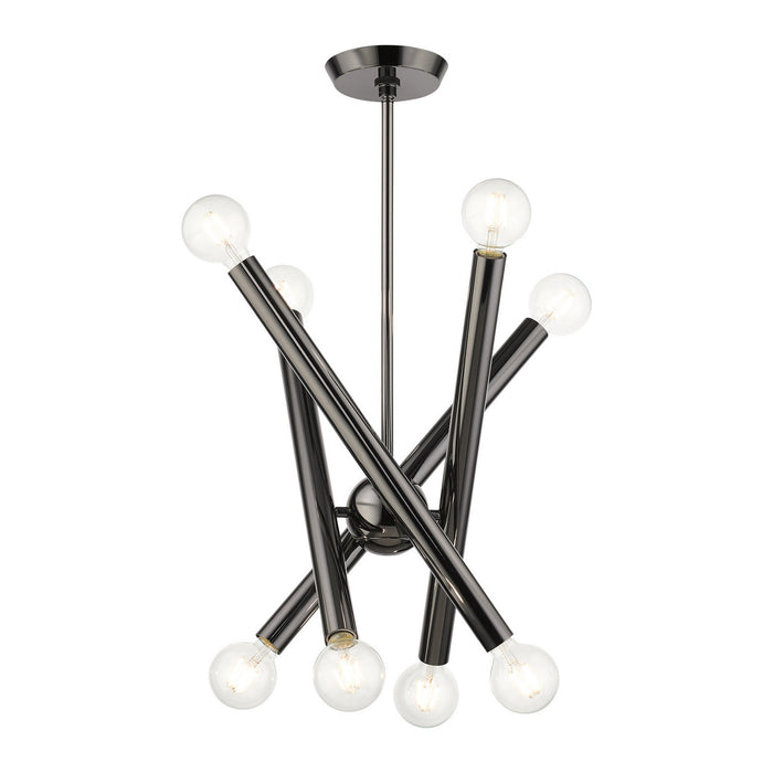 Livex Lighting 45584-46 Eight Light Chandelier, Black Chrome