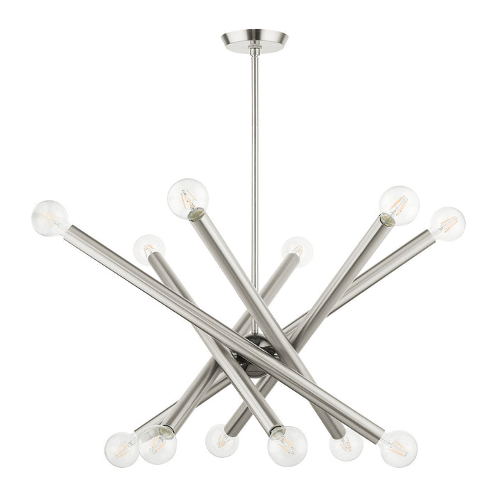 Livex Lighting 45586-91 12 Light Chandelier, Brushed Nickel w/ Black Chromes