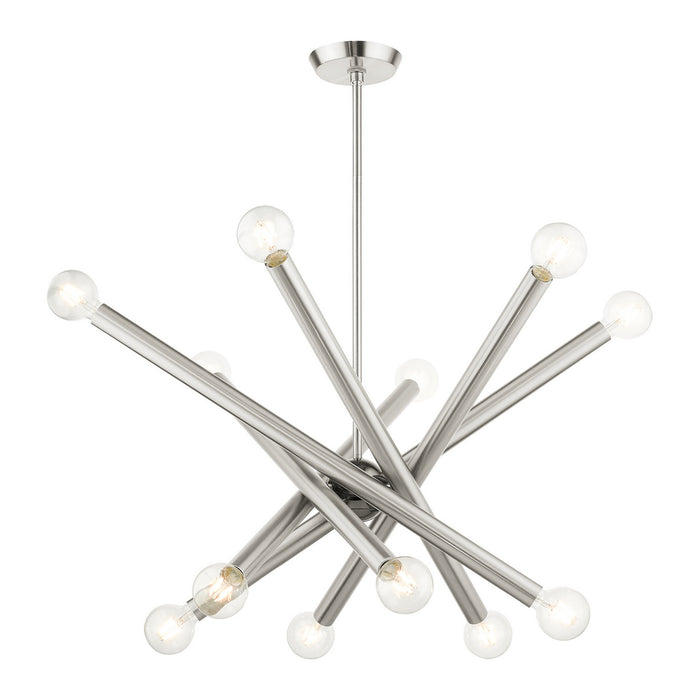 Livex Lighting 45586-91 12 Light Chandelier, Brushed Nickel w/ Black Chromes