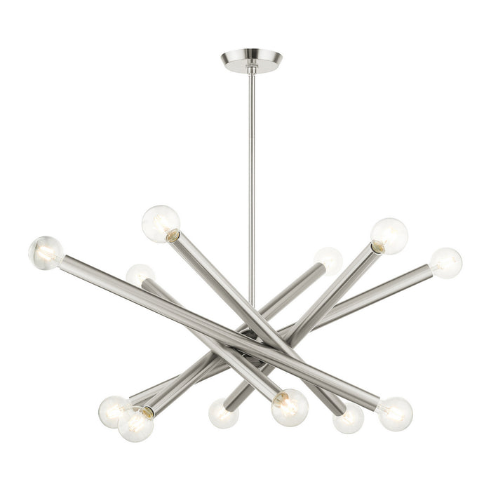 Livex Lighting 45586-91 12 Light Chandelier, Brushed Nickel w/ Black Chromes