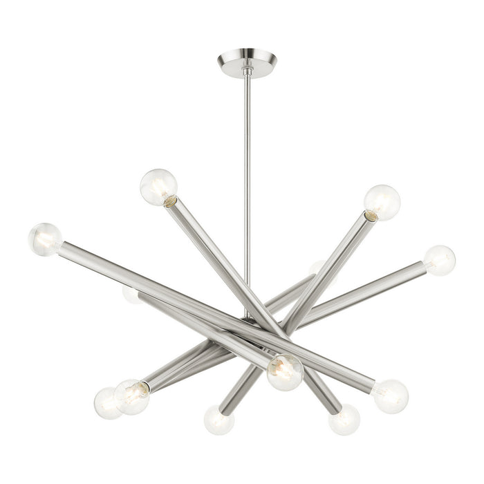 Livex Lighting 45586-91 12 Light Chandelier, Brushed Nickel w/ Black Chromes