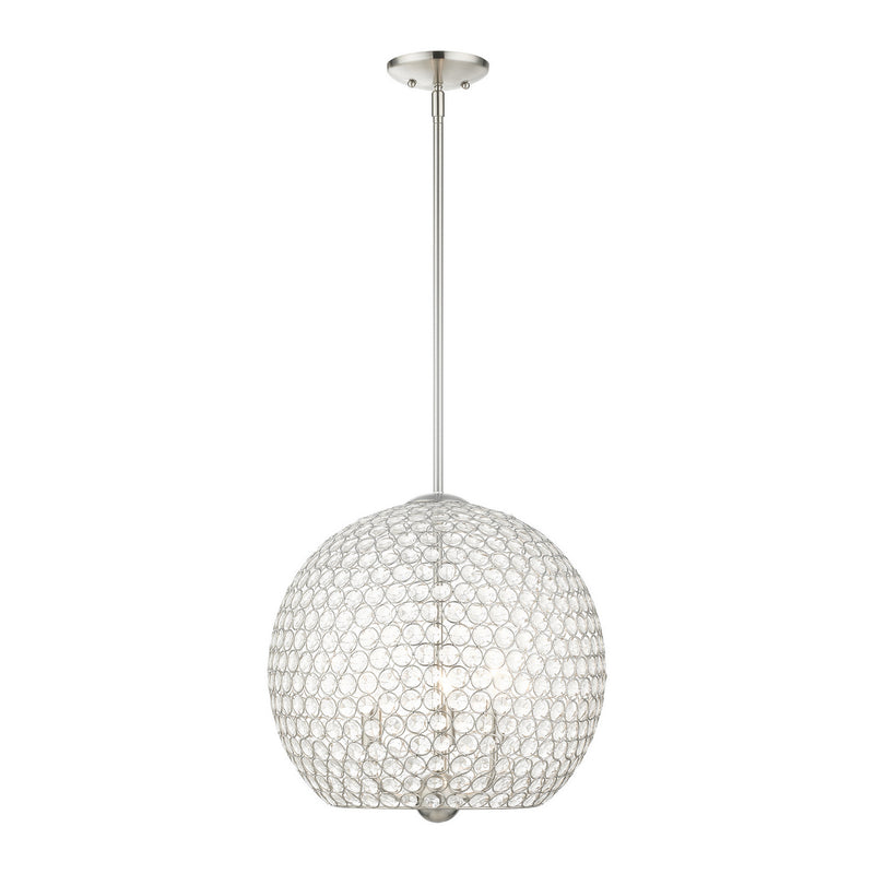 Livex Lighting 45723-91 Three Light Pendant, Brushed Nickel